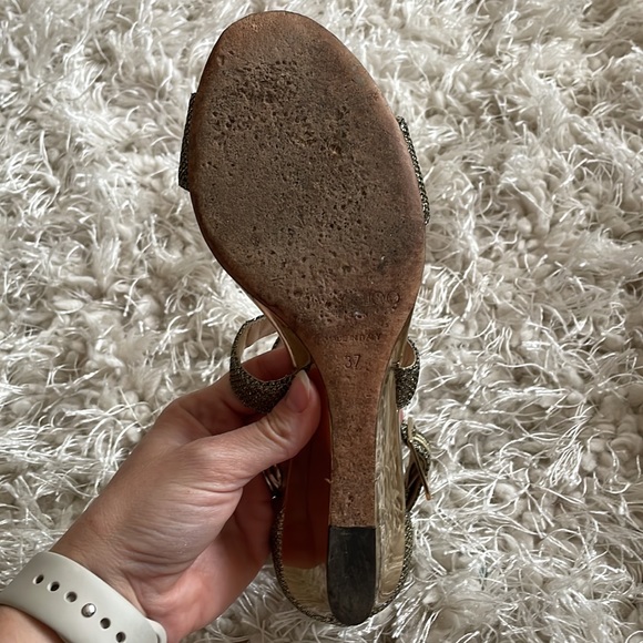 Jimmy Choo Gold Chiara Strap Sandals - Picture 8 of 9